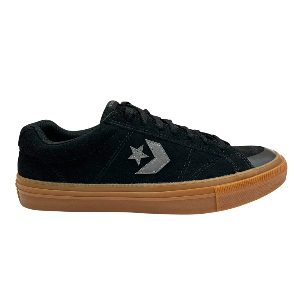 Converse Mens‎ Suede Skate Sneakers Size 10 Black Gum Sole Sport Casual Lace up - Picture 2 of 12